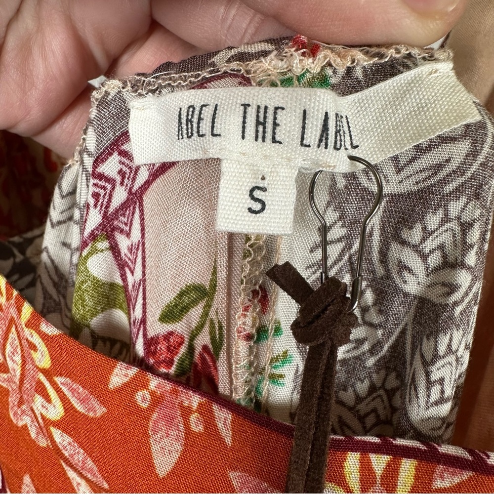 Anthropologie Abel the Label Gypsiana Patchwork Boho Maxi Dress Tie-Back‎ S - Picture 6 of 13